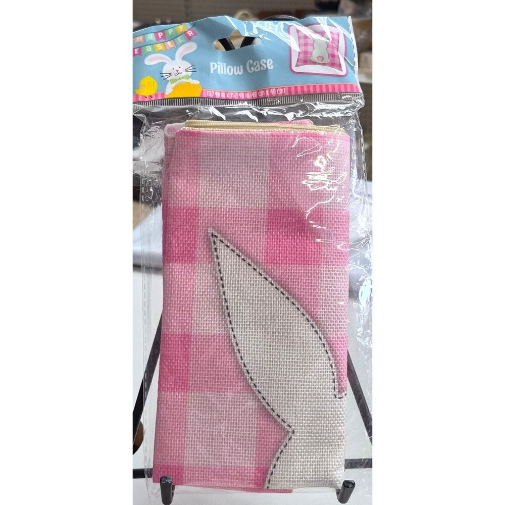 Easter bunny Pink & White Textured Pillowcase Square Cover Soft Comfortable